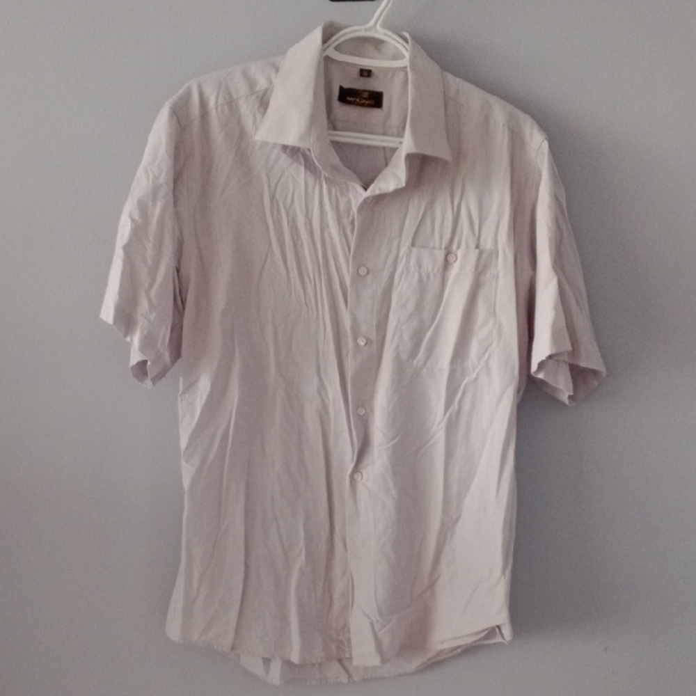 Men's Casual Button-Down Shirt in Light Gray - Picture 1 of 6